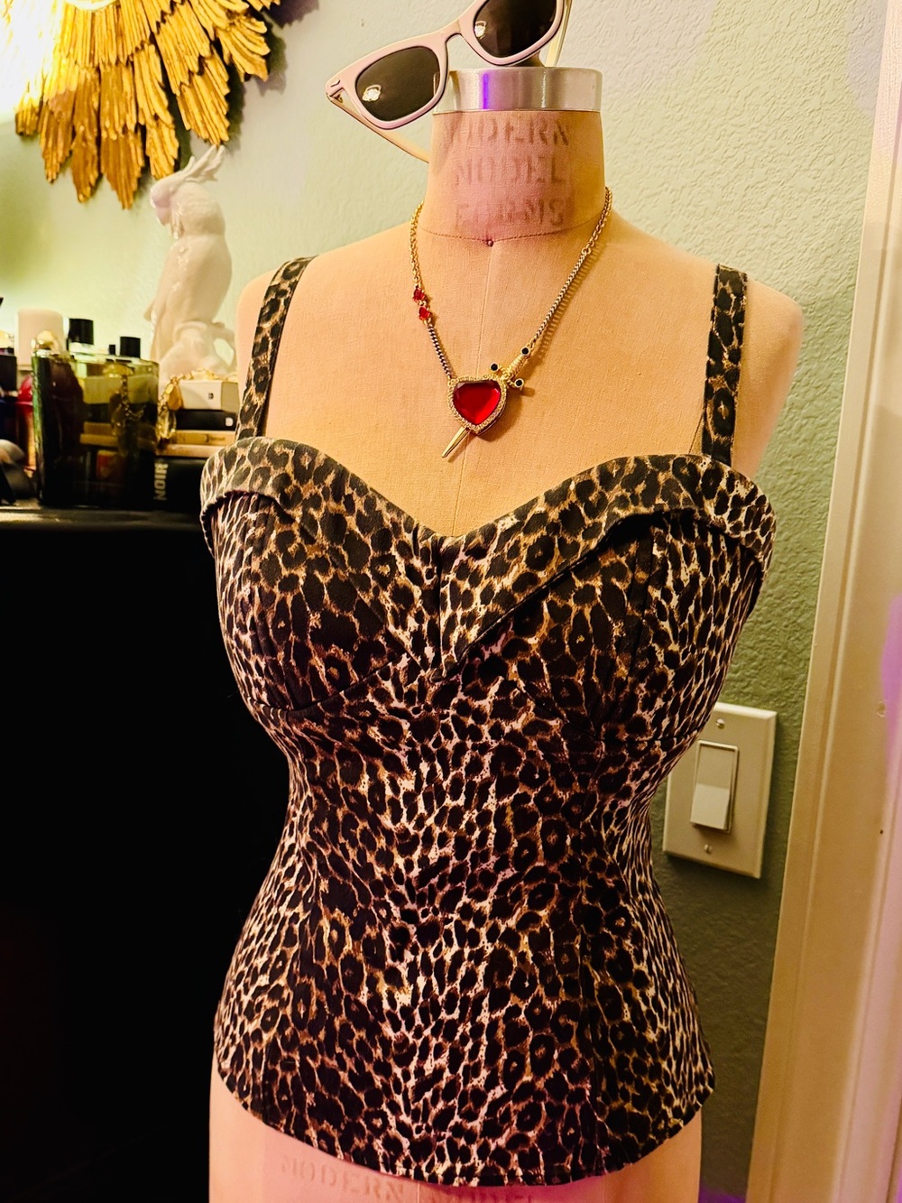 ♥️ Leopard Man Eater Vixen top by Micheline Pitt, Large - Picture 4 of 10